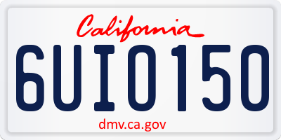 CA license plate 6UIO150