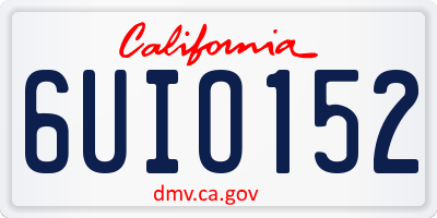 CA license plate 6UIO152