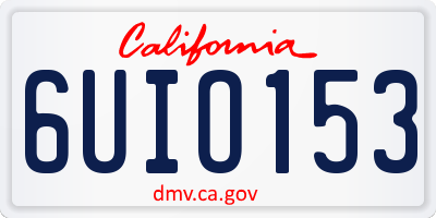 CA license plate 6UIO153