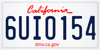 CA license plate 6UIO154