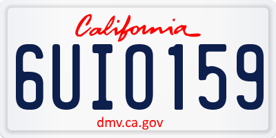 CA license plate 6UIO159