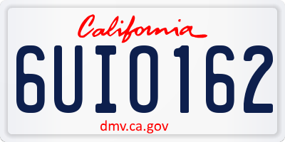 CA license plate 6UIO162