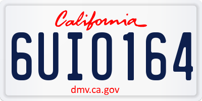 CA license plate 6UIO164
