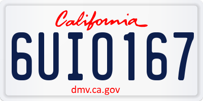 CA license plate 6UIO167