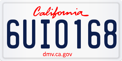 CA license plate 6UIO168