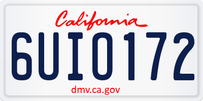 CA license plate 6UIO172