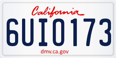 CA license plate 6UIO173