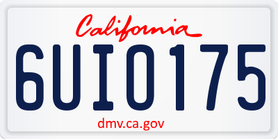 CA license plate 6UIO175