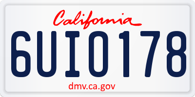 CA license plate 6UIO178
