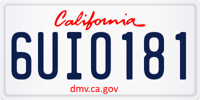 CA license plate 6UIO181