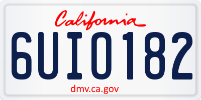 CA license plate 6UIO182