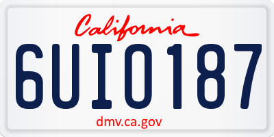 CA license plate 6UIO187