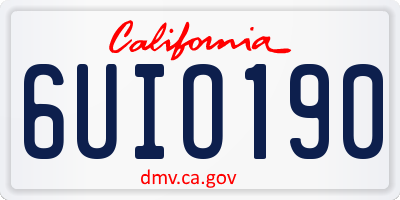 CA license plate 6UIO190