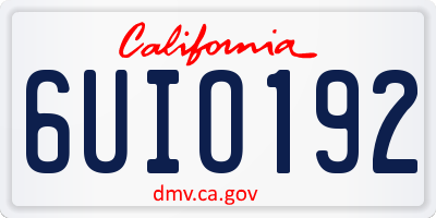 CA license plate 6UIO192