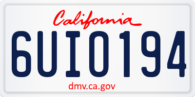 CA license plate 6UIO194