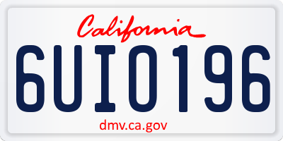 CA license plate 6UIO196