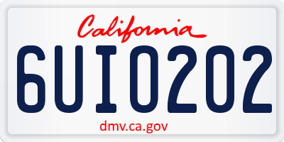 CA license plate 6UIO202