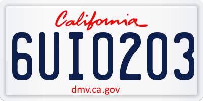 CA license plate 6UIO203