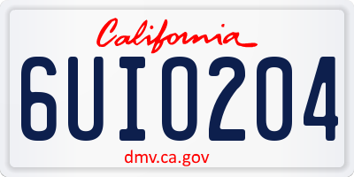 CA license plate 6UIO204