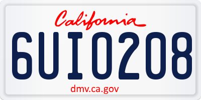 CA license plate 6UIO208