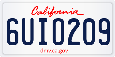 CA license plate 6UIO209