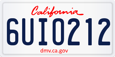 CA license plate 6UIO212