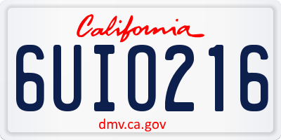 CA license plate 6UIO216