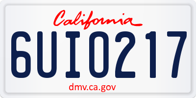 CA license plate 6UIO217