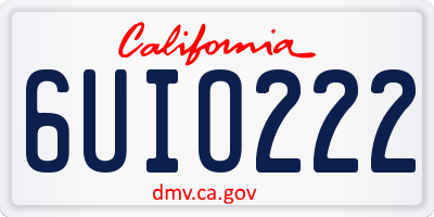 CA license plate 6UIO222