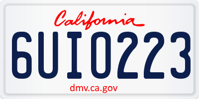 CA license plate 6UIO223