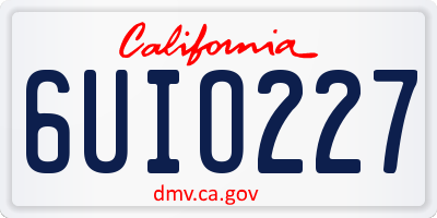CA license plate 6UIO227