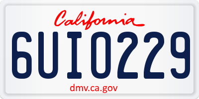 CA license plate 6UIO229