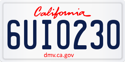 CA license plate 6UIO230
