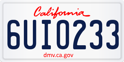 CA license plate 6UIO233