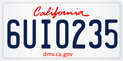 CA license plate 6UIO235