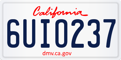 CA license plate 6UIO237