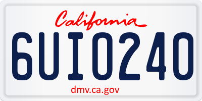 CA license plate 6UIO240