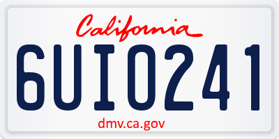 CA license plate 6UIO241