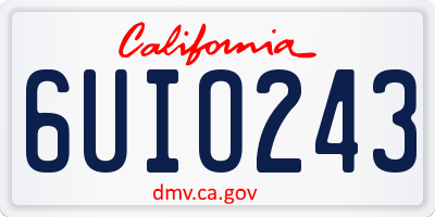 CA license plate 6UIO243