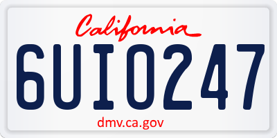 CA license plate 6UIO247