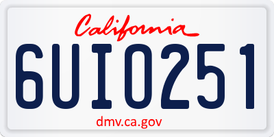 CA license plate 6UIO251