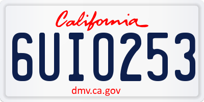 CA license plate 6UIO253