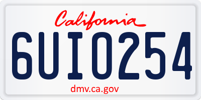 CA license plate 6UIO254