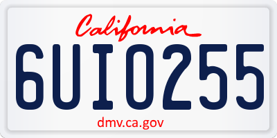 CA license plate 6UIO255