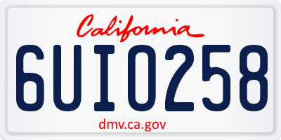 CA license plate 6UIO258