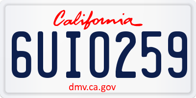 CA license plate 6UIO259