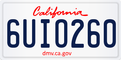 CA license plate 6UIO260