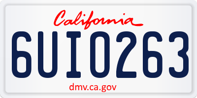 CA license plate 6UIO263