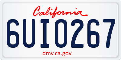 CA license plate 6UIO267