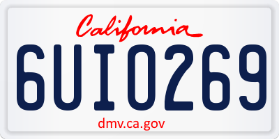 CA license plate 6UIO269